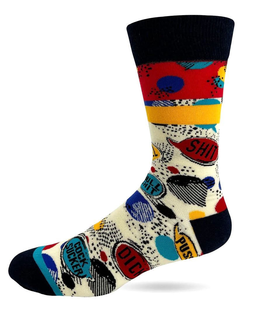 FABDAZ Brand Men’s SWEARING ALWAYS HELPS Socks Curse Words All Over - Novelty Socks And Slippers