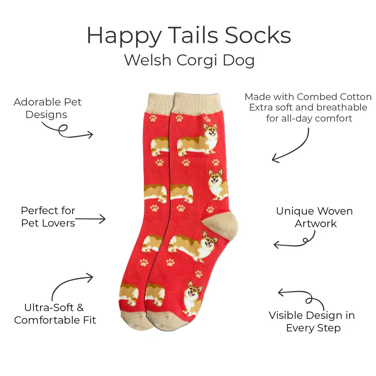 WELSH CORGI Dog Adult Unisex Socks By E&S Pets Choose Style