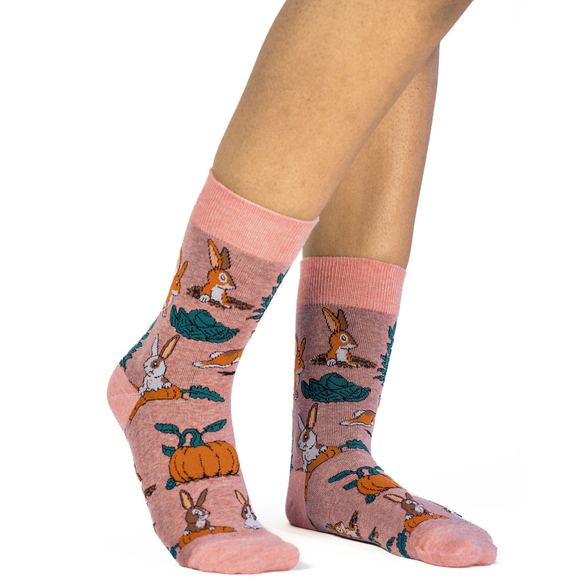 BUNNY RABBIT Ladies Socks RABBITS & PUMPKINS ALL OVER GOOD LUCK SOCK Brand