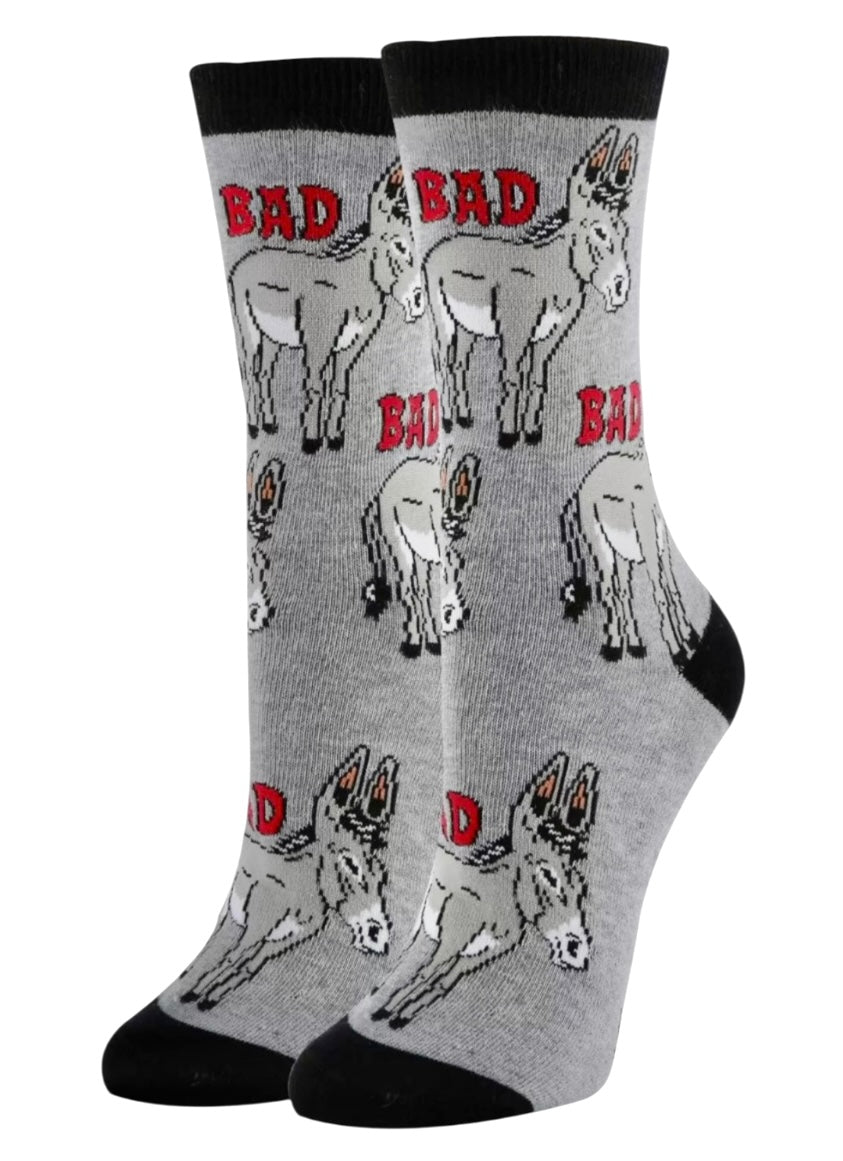 OOOH YEAH Brand Ladies DONKEY Socks ‘IN A WORLD FULL OF UNICORNS BE A BAD ASS’ - Novelty Socks And Slippers