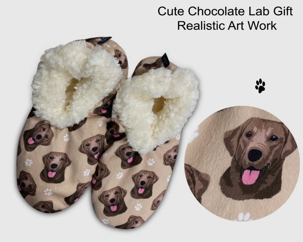 CHOCOLATE LABRADOR Dog Ladies Non-Slip Slippers COMFIES BRAND By E&S Pets - Novelty Socks And Slippers