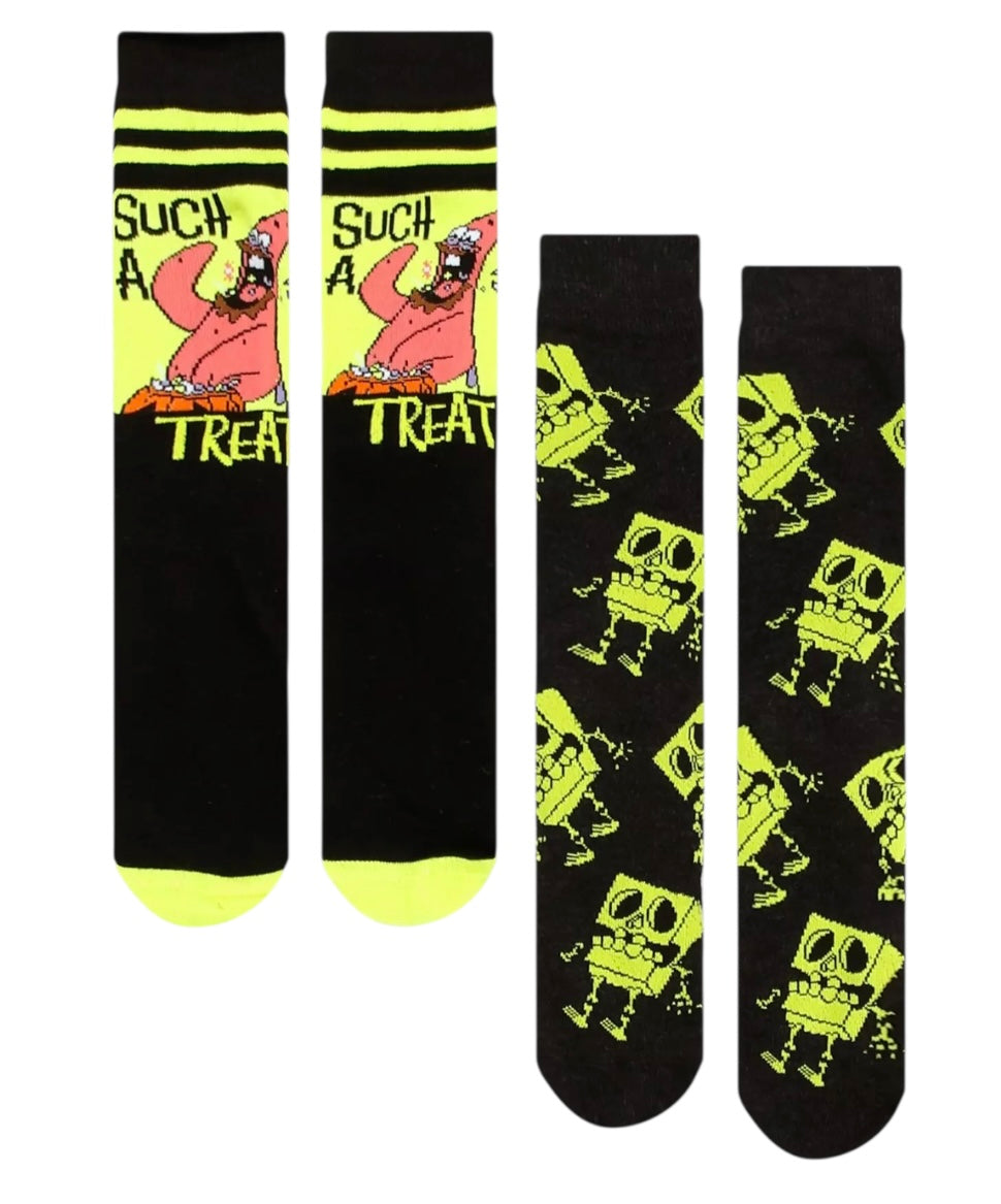 SPONGEBOB SQUAREPANTS Men’s 2 Pair Of HALLOWEEN Socks Patrick ‘SUCH A TREAT’ - Novelty Socks And Slippers