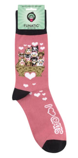 FUNATIC Brand Unisex I LOVE CATS Socks - Novelty Socks And Slippers
