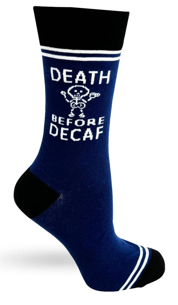 HEY NOW Brand Unisex Socks DEATH BEFORE DECAF - Novelty Socks And Slippers