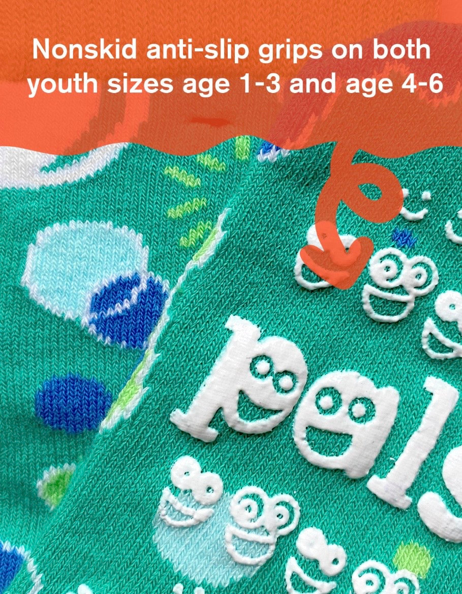 POKEY & POPPY Unisex CACTUS & BUBBLES Mismatched Gripper Bottom Socks PALS SOCKS Brand (CHOOSE SIZE) - Novelty Socks And Slippers