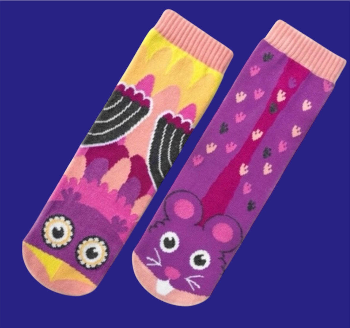 OWL & MOUSE Unisex Toddler-Kids Mismatched Gripper Bottom Socks PALS SOCKS Brand - Novelty Socks And Slippers