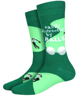 SOCK HARBOR Brand Men’s GOLF Socks ‘EASILY DISTRACTED BY BALLS’ - Novelty Socks And Slippers