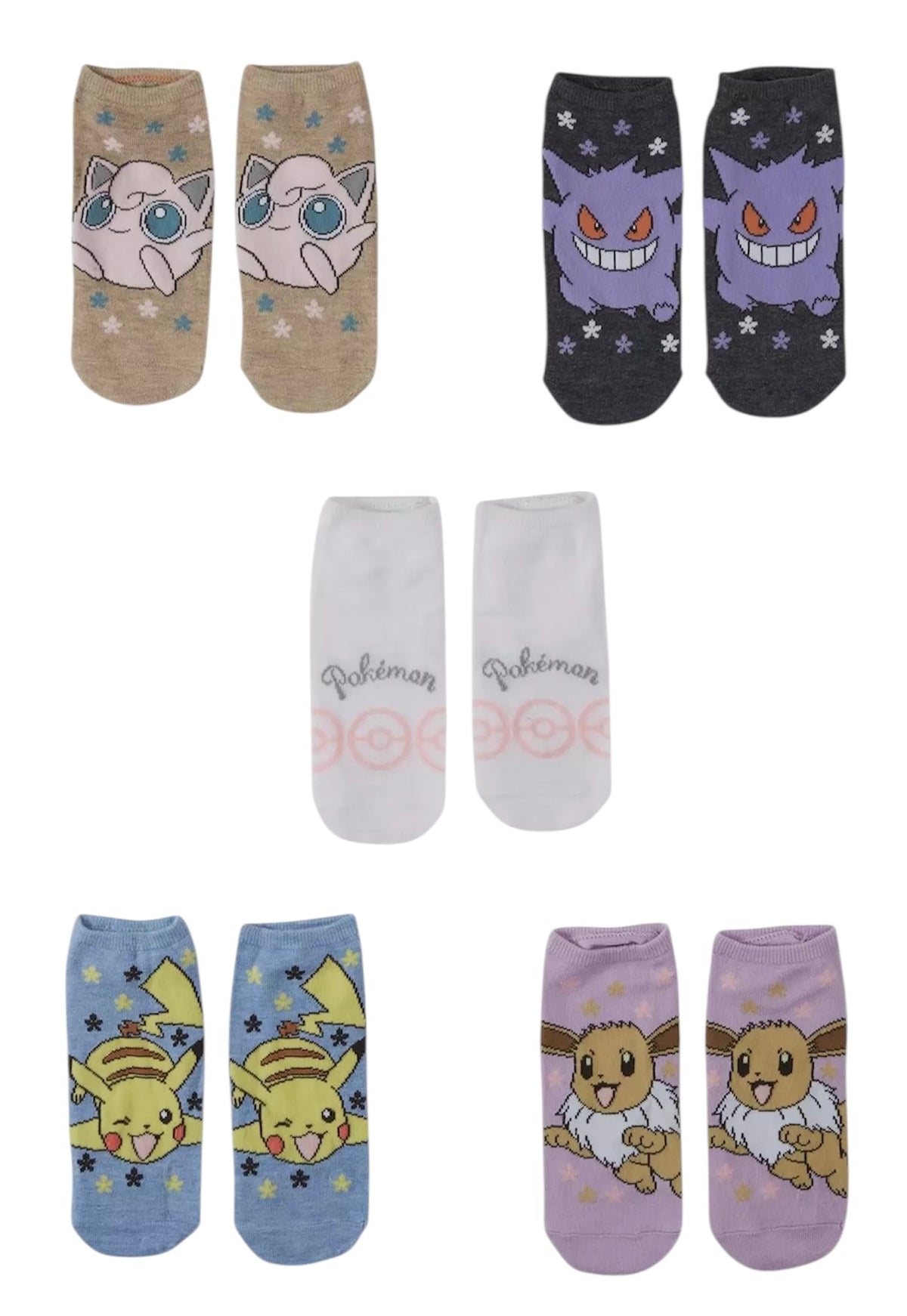 POKÉMON Star Ladies 5 Pair Of No Show Socks Pokeball - Novelty Socks And Slippers