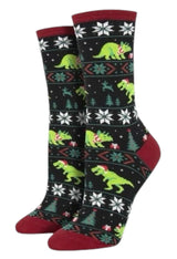 SANTASAURUS REX Ladies CHRISTMAS DINOSAUR Socks SOCKSMITH Brand