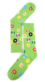 Parquet Brand Men’s BILLIARD Socks SOLIDS, STRIPES POOL BALLS (CHOOSE COLOR) - Novelty Socks And Slippers
