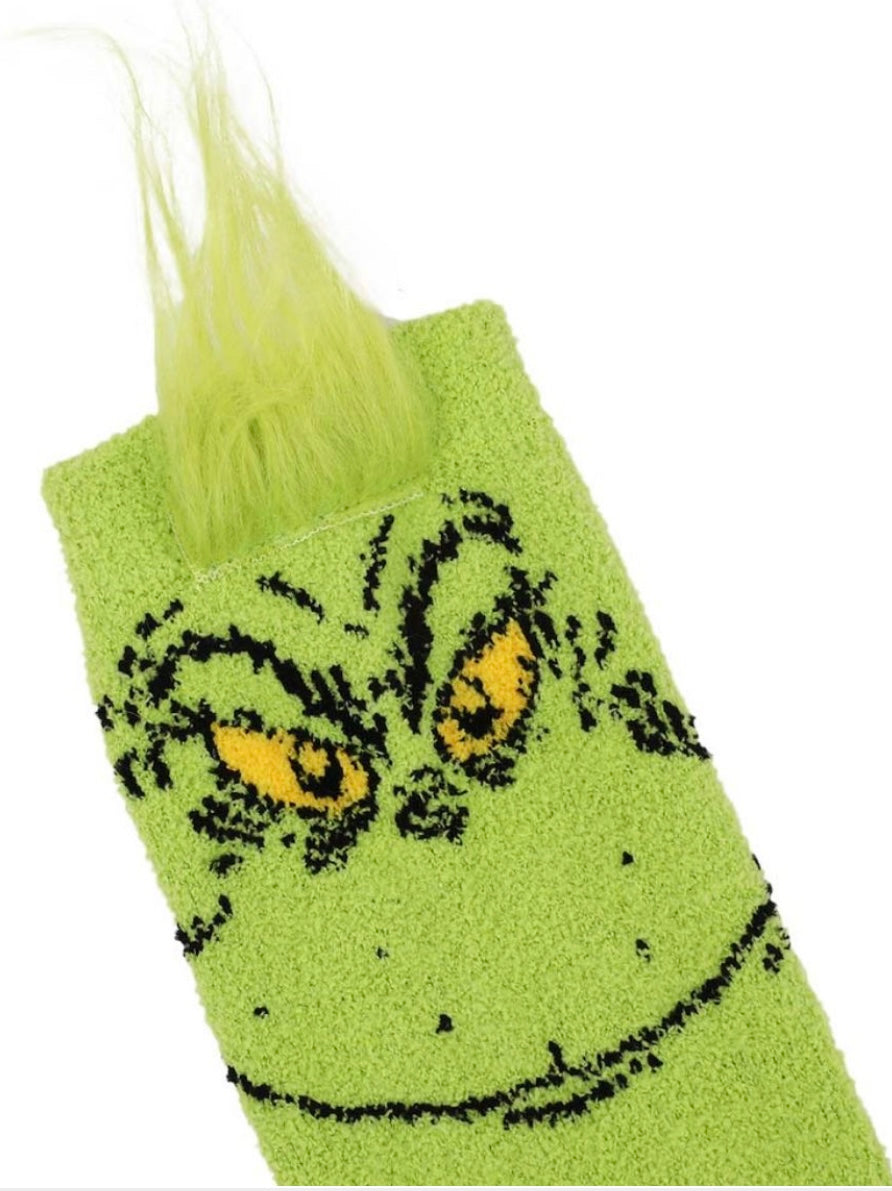 DR. SEUSS HOW THE GRINCH STOLE CHRISTMAS Ladies 3-D Plush Knee High Socks BIOWORLD Brand - Novelty Socks And Slippers