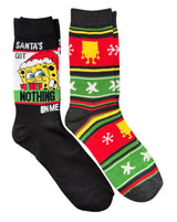 SPONGEBOB SQUAREPANTS Men’s 2 Pair Of CHRISTMAS Socks ‘SANTA’S GOT NOTHING ON ME’