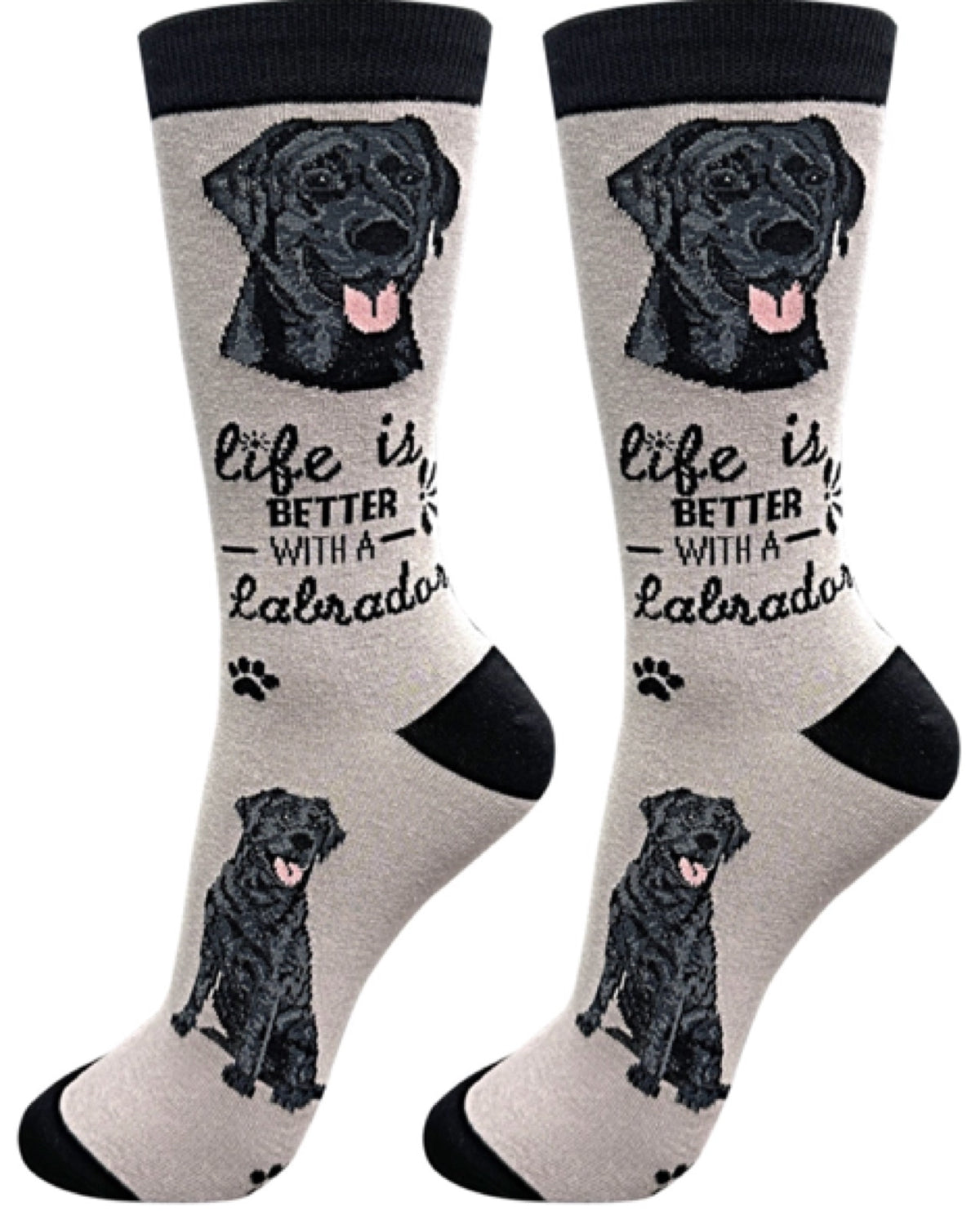 BLACK LABRADOR Dog Unisex Socks By E&S Pets CHOOSE SOCK DADDY, HAPPY TAILS, LIFE IS BETTER - Novelty Socks for Less