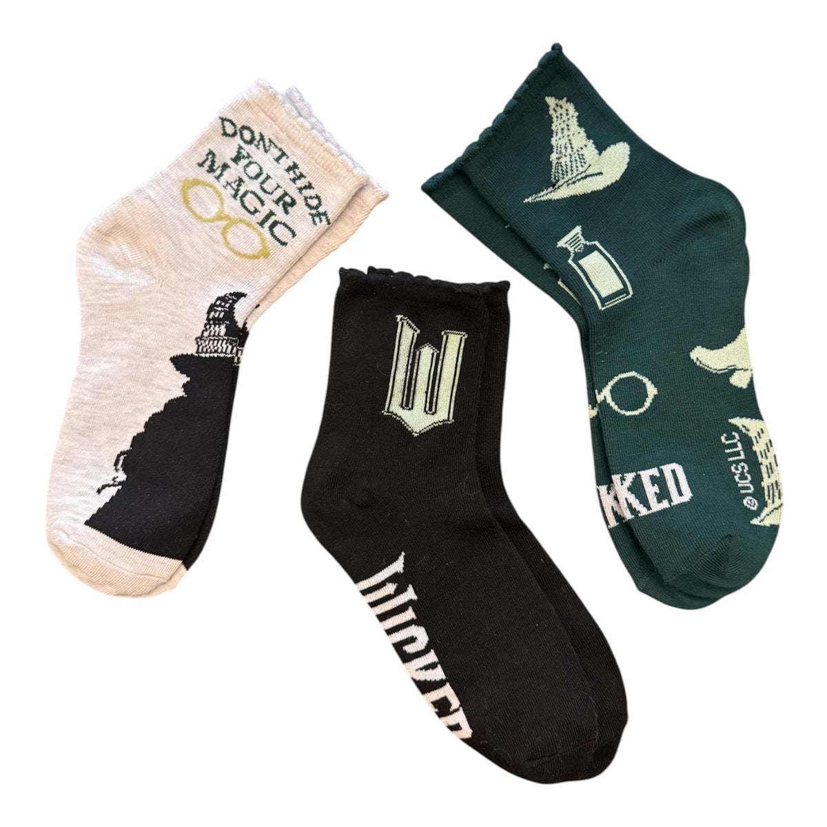 WICKED The Movie Ladies 3 Pair Of Socks ‘Don’t Hide Your Magic’