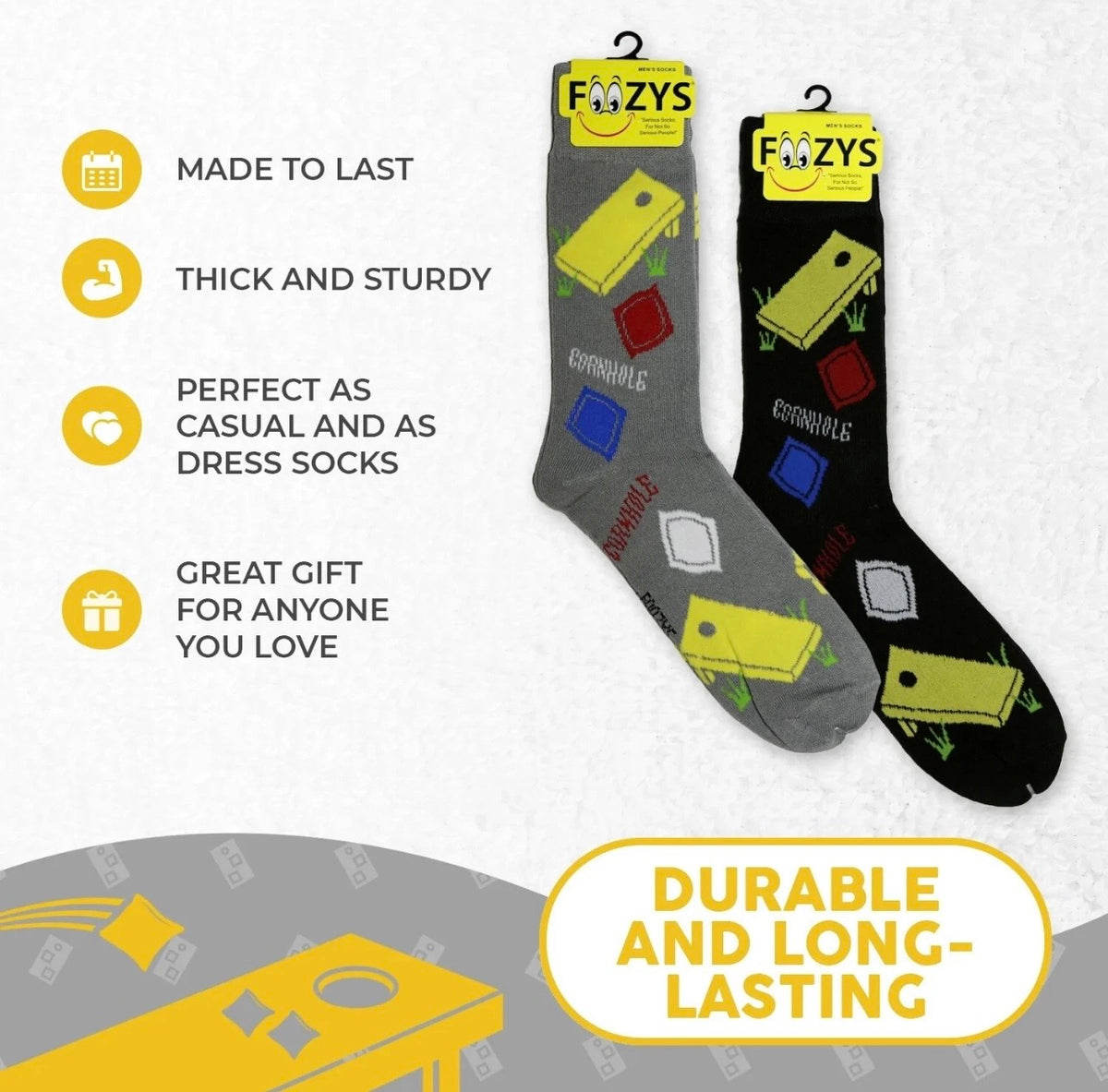 CORNHOLE Men’s 2 Pair Of Socks FOOZYS Brand
