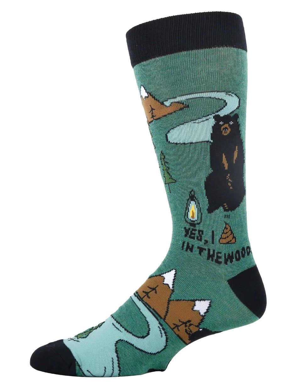 OOOH YEAH Brand Men’s BEAR NEEDS Socks ‘YES I SHIT IN THE WOODS’ (Choose Color) - Novelty Socks And Slippers