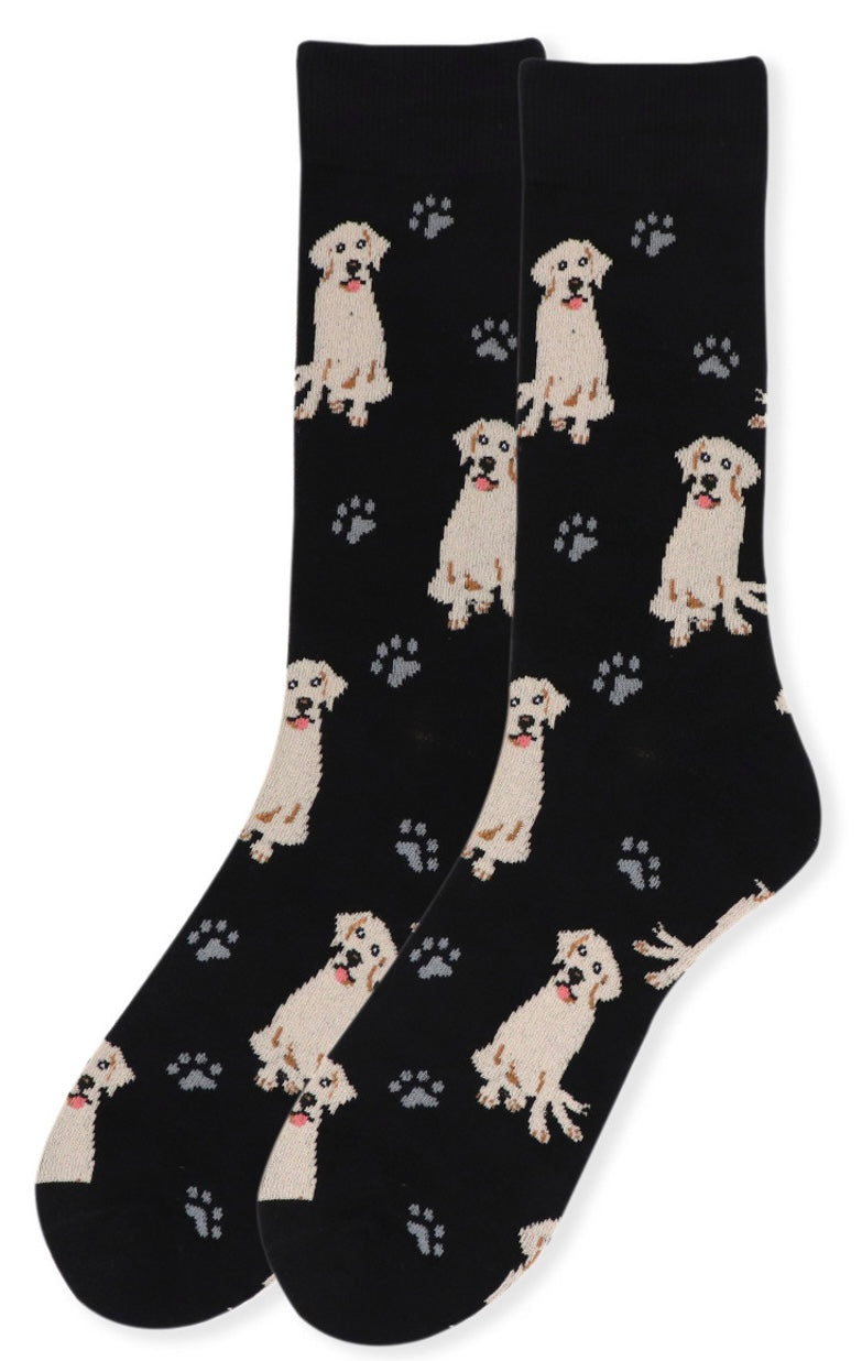 PARQUET BRAND MEN’S GOLDEN RETRIEVER DOG SOCKS (CHOOSE COLOR) - Novelty Socks And Slippers