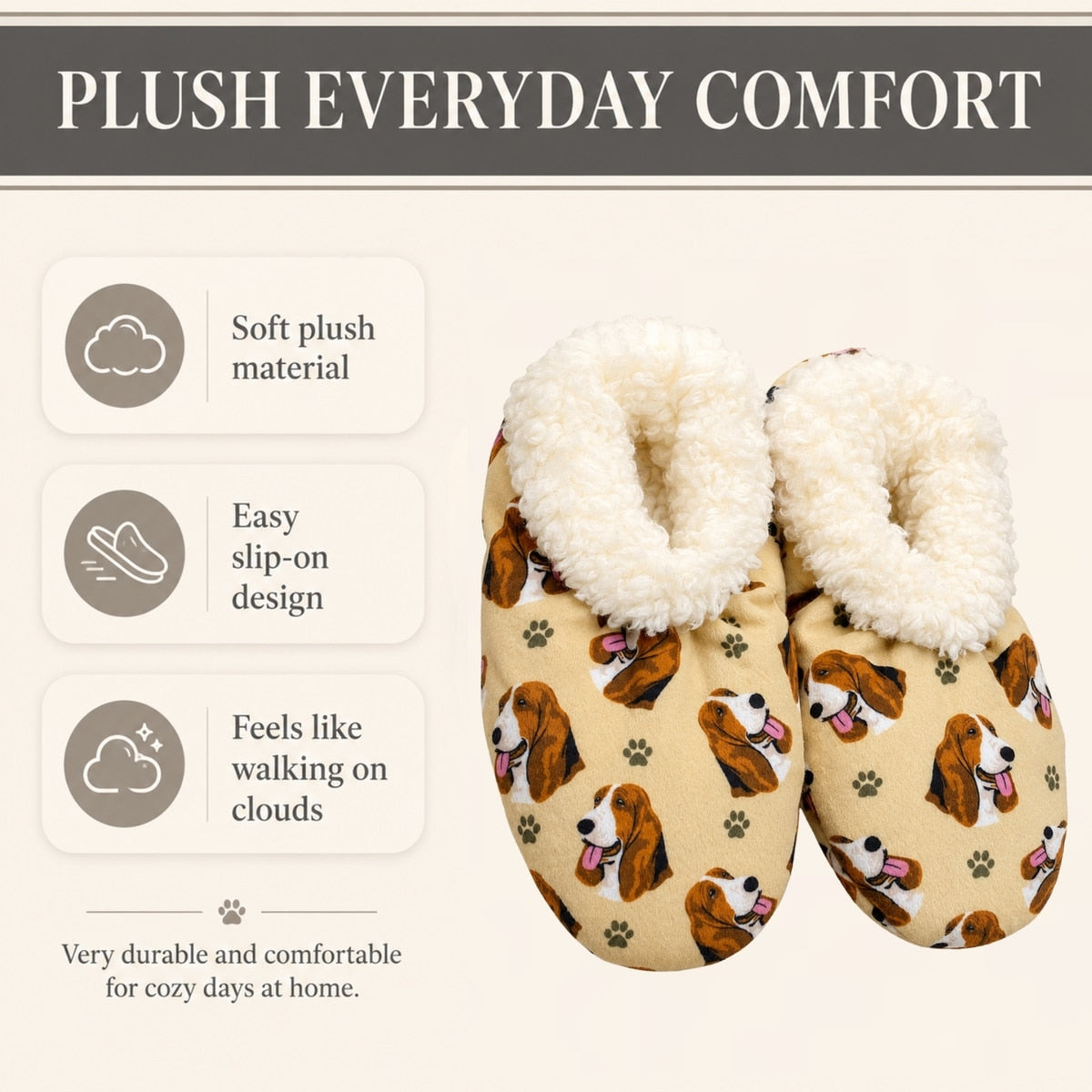 BASSET HOUND Dog Ladies Non-Slip Slippers COMFIES BRAND By E&S Pets