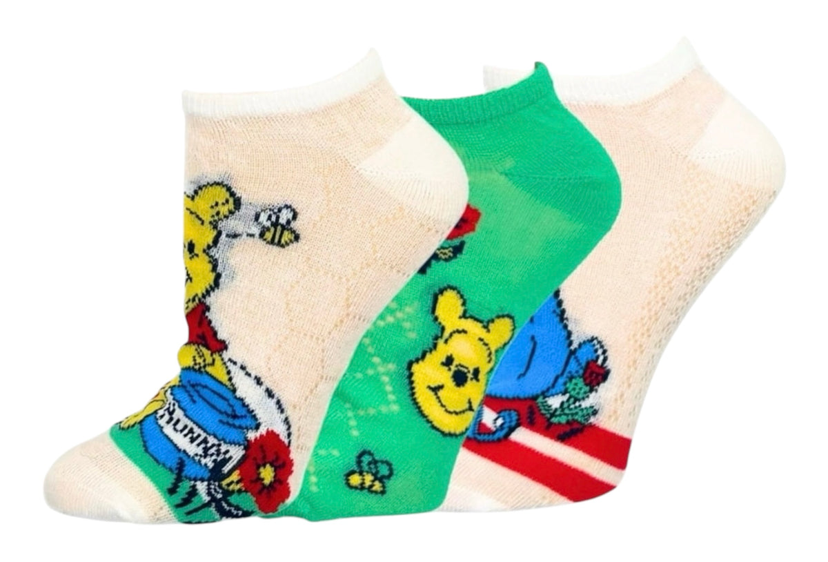 DISNEY WINNIE THE POOH Ladies 3 Pair Of No Show Socks EYEORE With Flowers