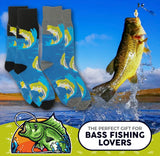 FOOZYS BRAND MEN’S 2 PAIR OF BASS FISHING SOCKS - Novelty Socks And Slippers