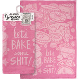 PRIMITIVES BY KATHY ‘LET’S BAKE SOME SHIT’ Kitchen Tea Towel - Novelty Socks And Slippers