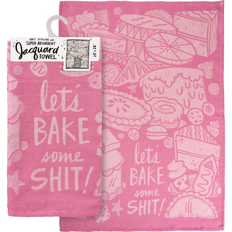 PRIMITIVES BY KATHY ‘LET’S BAKE SOME SHIT’ Kitchen Tea Towel - Novelty Socks And Slippers