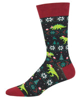 SANTASAURUS REX Men’s CHRISTMAS DINOSAUR Socks SOCKSMITH Brand - Novelty Socks And Slippers