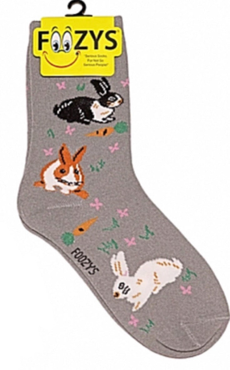 FOOZYS Brand Ladies BUNNY RABBIT Socks BUNNIES ALL OVER - Novelty Socks And Slippers