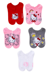 SANRIO HELLO KITTY Ladies 5 Pair Of VALENTINES DAY No Show Socks ‘QUEEN’ - Novelty Socks And Slippers