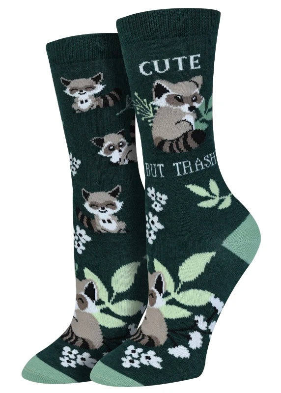 SOCK HARBOR Brand Ladies RACOON Socks ‘CUTE BUT TRASHY’ - Novelty Socks And Slippers