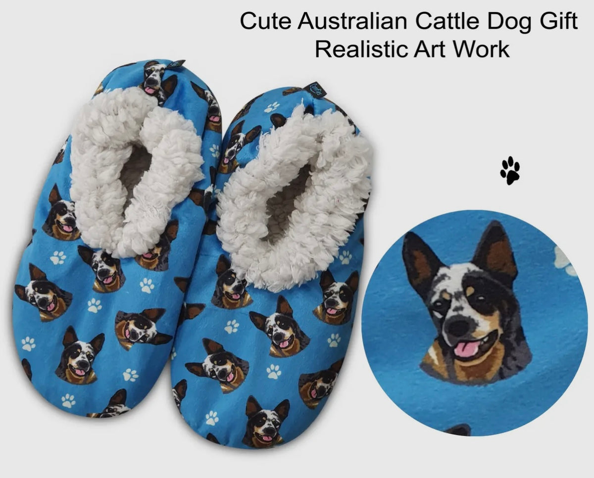 COMFIES BRAND LADIES AUSTRALIAN CATTLE DOG NON SKID SLIPPERS - Novelty Socks And Slippers