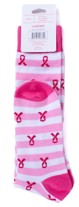 PARQUET Brand Ladies BREAST CANCER Knee High Socks PINK RIBBON AWARENESS - Novelty Socks And Slippers