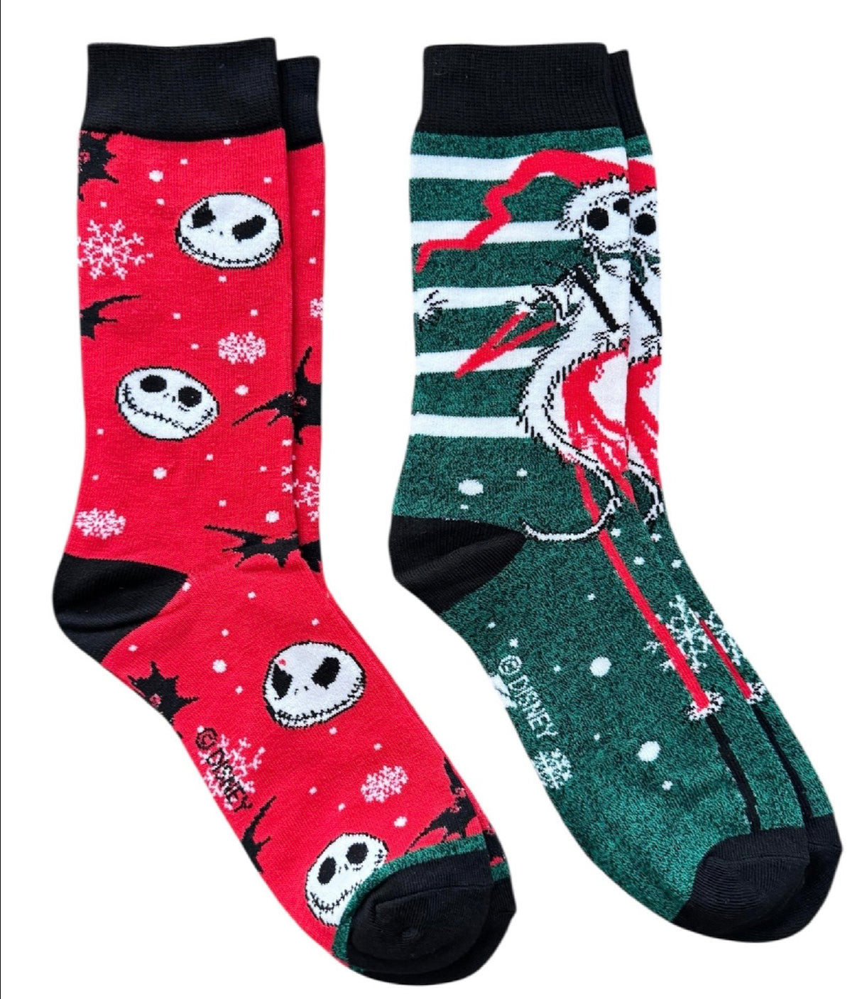 DISNEY THE NIGHTMARE BEFORE CHRISTMAS Men’s 2 Pair Of SANTA JACK Socks (Choose Style)