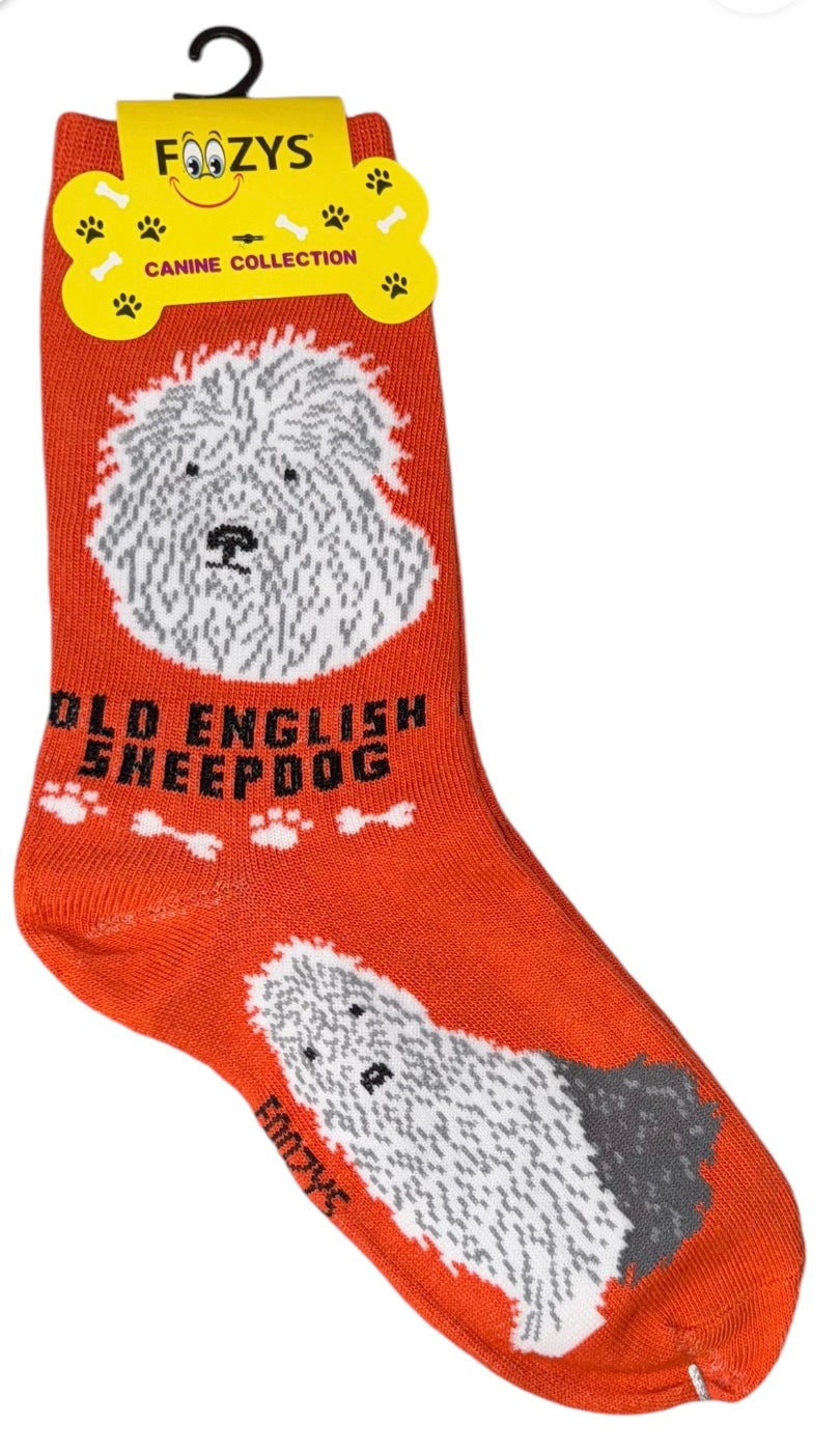 FOOZYS Brand Ladies OLD ENGLISH SHEEPDOG Socks - Novelty Socks And Slippers