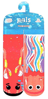 PALS SOCKS Brand Unisex CRAB & JELLYFISH Mismatched Gripper Bottom Socks (CHOOSE SIZE) - Novelty Socks for Less