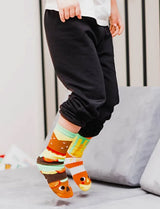 PALS SOCKS Brand Unisex BURGER & FRIES Mismatched Gripper Bottom Socks (CHOOSE SIZE) - Novelty Socks And Slippers