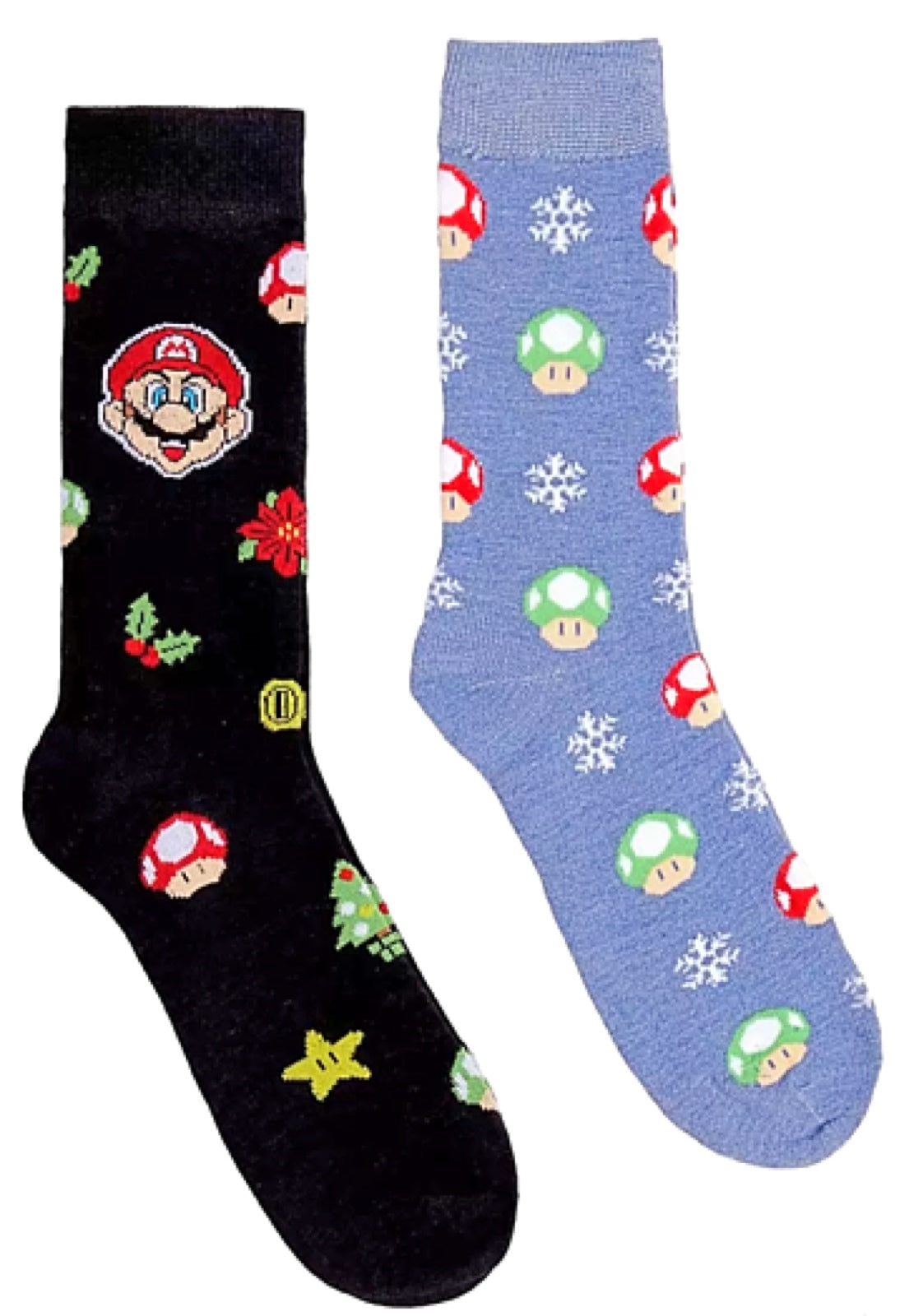SUPER MARIO Men’s 2 Pair Of CHRISTMAS Socks With TOAD - Novelty Socks And Slippers