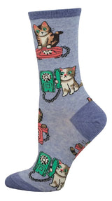 SOCKSMITH Brand Ladies CATS & TELEPHONES Socks ‘CAT CALLS’ - Novelty Socks And Slippers