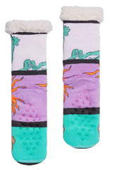 NICKELODEON RUGRATS LADIES SHERPA LINED GRIPPER BOTTOM SLIPPER SOCKS REPTAR, CHUCKIE - Novelty Socks And Slippers
