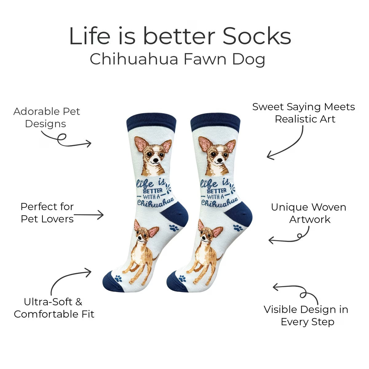 TAN CHIHUAHUA Dog Adult Unisex Socks By E&S Pets Choose Style