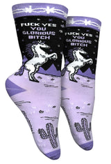 GROOVY THINGS CO. Brand Ladies FUCK YES YOU GLORIOUS BITCH Socks - Novelty Socks And Slippers