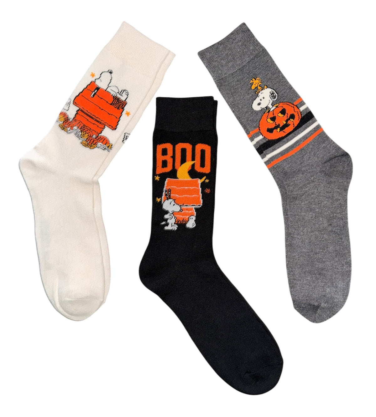 PEANUTS Men’s Halloween 3 Pair Of Socks Snoopy & Woodstock ‘BOO’
