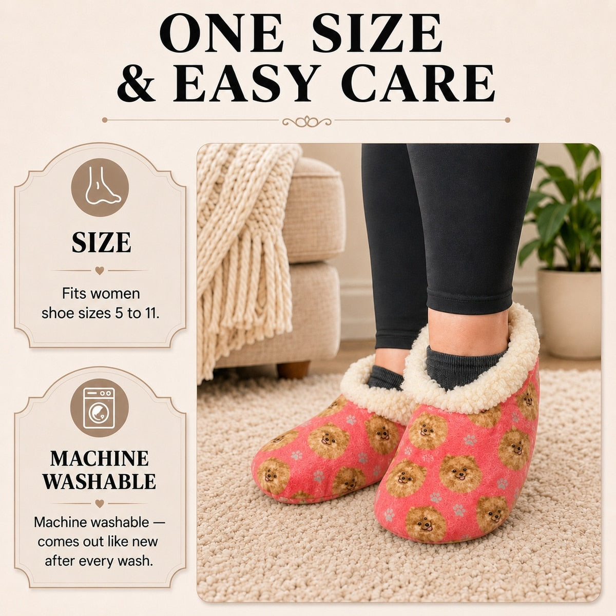 POMERANIAN Dog Ladies Non-Slip Slippers COMFIES BRAND By E&S Pets