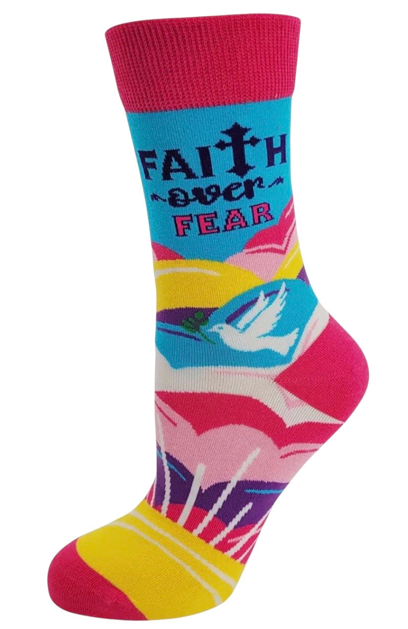 FAITH OVER FEAR Ladies Socks FABDAZ Brand - Novelty Socks And Slippers