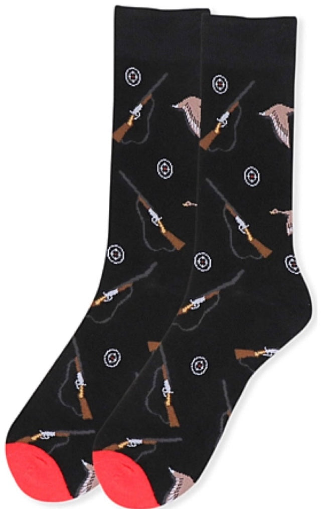 Parquet Brand Men’s HUNTING Socks SHOTGUNS, TARGETS - Novelty Socks And Slippers