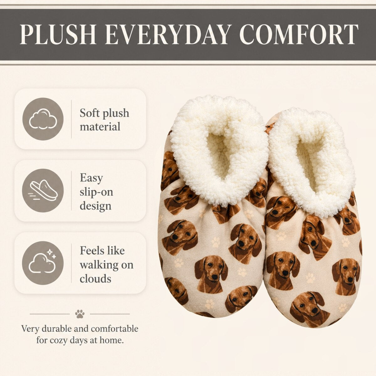 RED DACHSHUND Dog Ladies Non-Slip Slippers COMFIES BRAND By E&S Pets