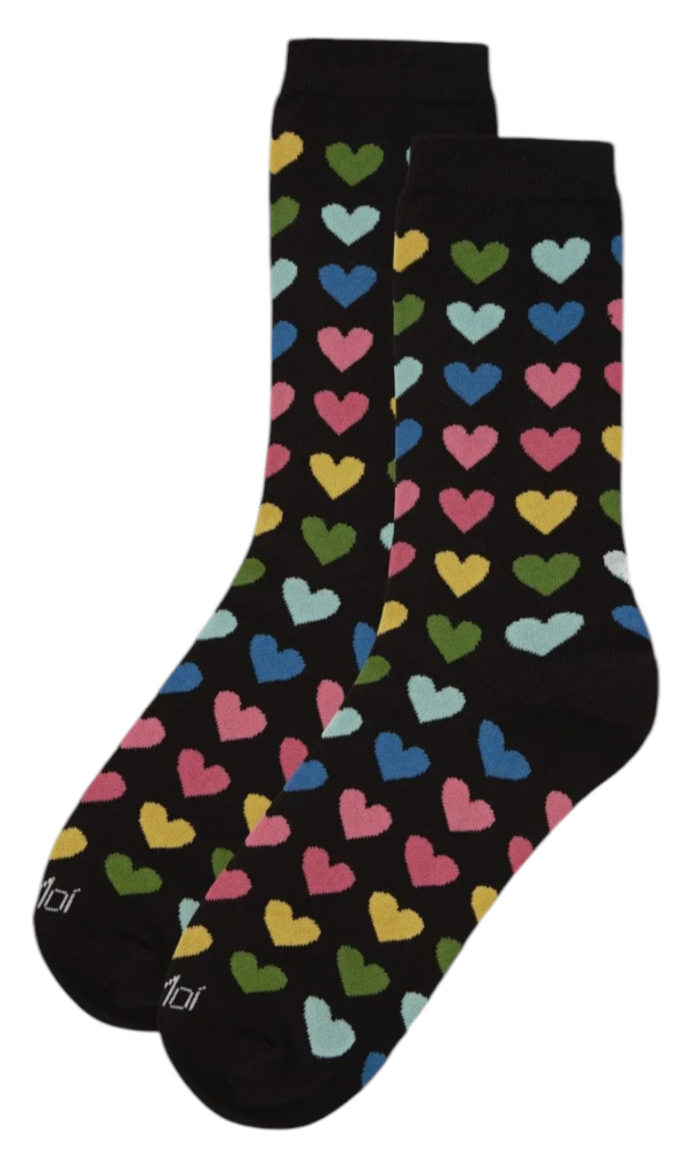 MeMoi Brand Ladies VALENTINES DAY Socks Colorful Hearts All Over - Novelty Socks And Slippers