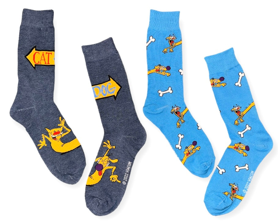 NICKELODEON CATDOG Men’s 2 Pair Of Socks - Novelty Socks And Slippers