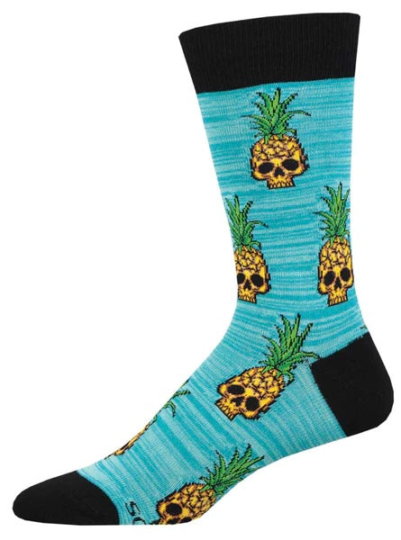SOCKSMITH Brand Men’s PINEAPPLE SKULLS Socks - Novelty Socks And Slippers