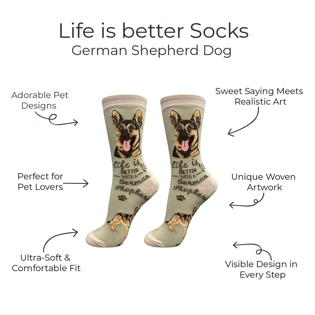 GERMAN SHEPHERD Dog Adult Unisex Socks By E&S Pets Choose Style